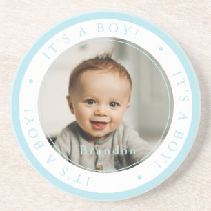 Custom photo birth boy occasion simple coaster