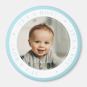 Custom photo birth boy occasion simple magnet