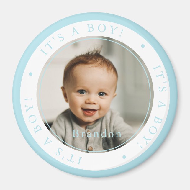 Custom photo birth boy occasion simple magnet (Front)