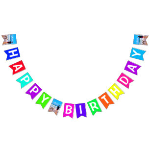 Custom Photo Birthday Bunting Flags Choose Colours