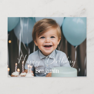 Custom photo birthday modern simple postcard