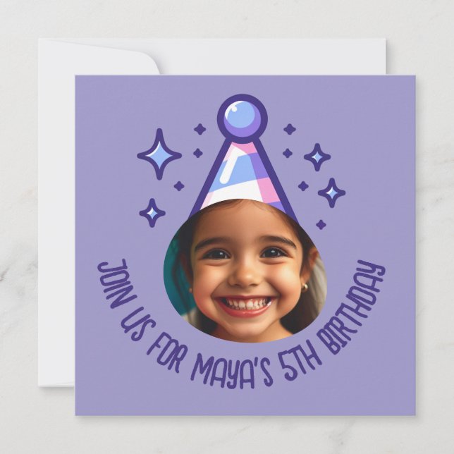 Custom Photo Birthday Party Hat Invitation (Front)