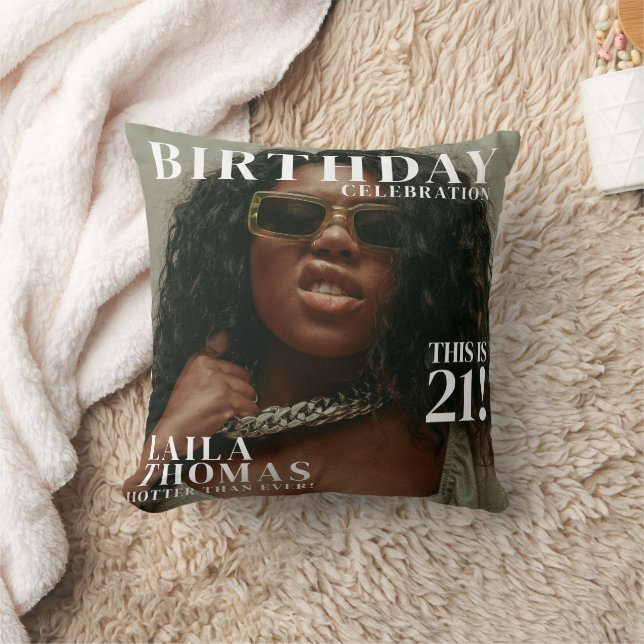 Custom Photo Birthday Party Magazine Cover Decor Cushion (Blanket)