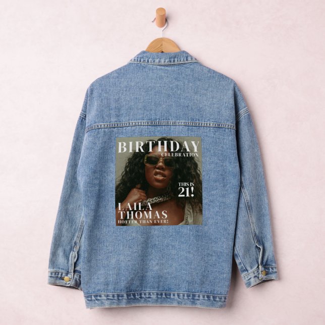 Custom Photo Birthday Party Magazine Cover  Denim Jacket (Hangar)