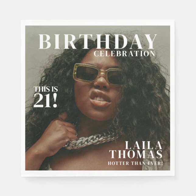 Custom Photo Birthday Party Magazine Cover  Napkin (Front)