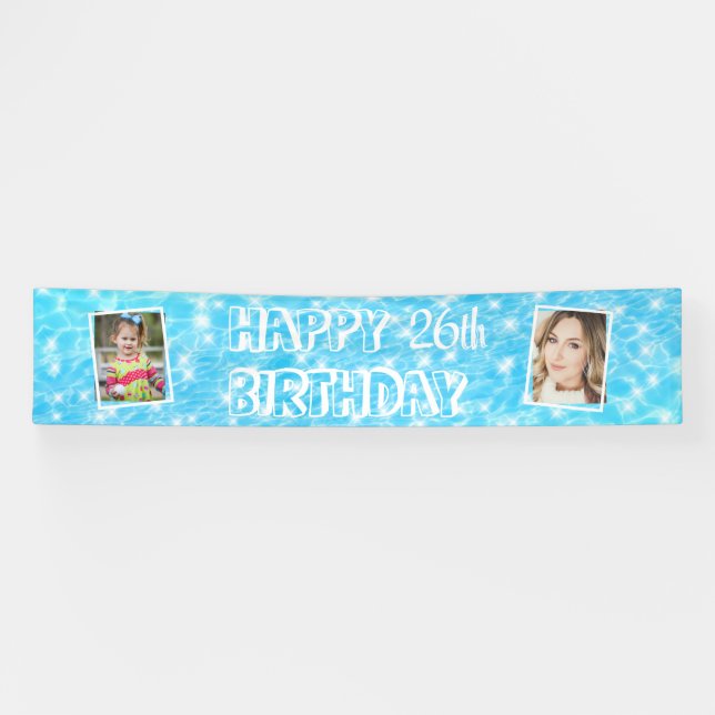 Custom photo Birthday pool party beach party water Banner (Horizontal)