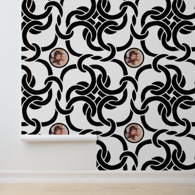 Custom Photo Black and White Chain Knot Pattern Wallpaper (Application)