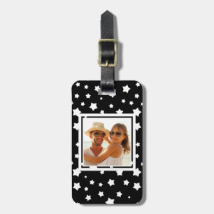 Custom Photo Black and white stars pattern Luggage Tag
