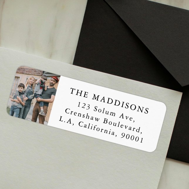 Custom Photo Black and White Text Return Address (Creator Uploaded)