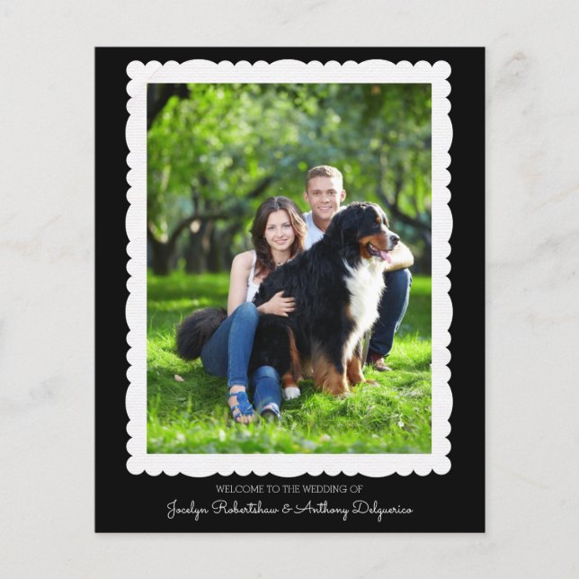 Custom Photo Black and White Wedding Program (Front)