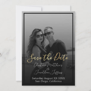 Custom Photo Black and White Wedding Save the Date
