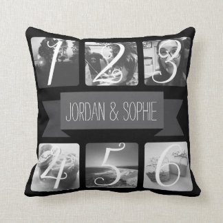 Custom Photo Black Banner Text Cushion