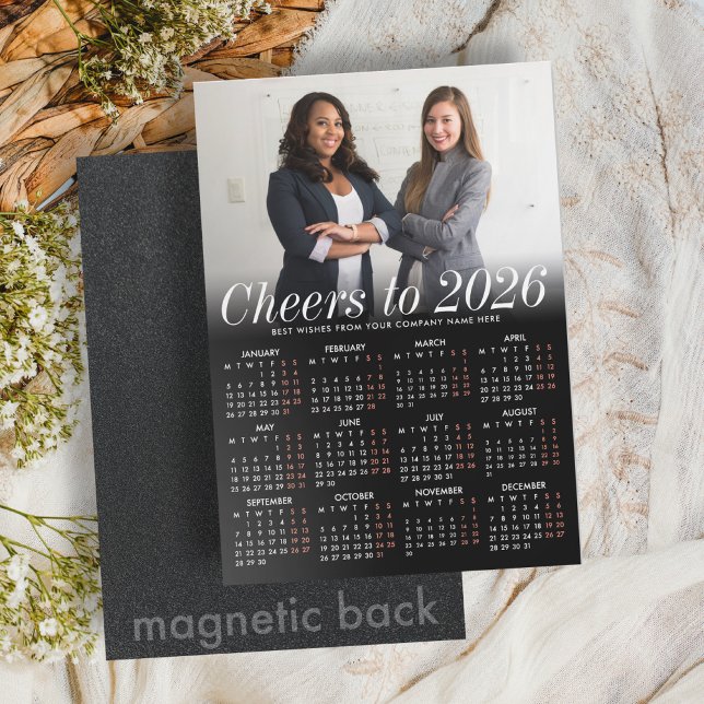 Custom Photo Black Calendar 2026 Magnetic Card (Creator Uploaded)