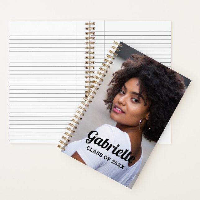 Custom Photo Black Script Graduate Notebook (Inside)