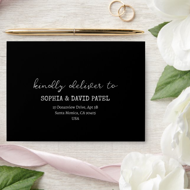Custom Photo Black Wedding Invitation Envelope (Wedding)