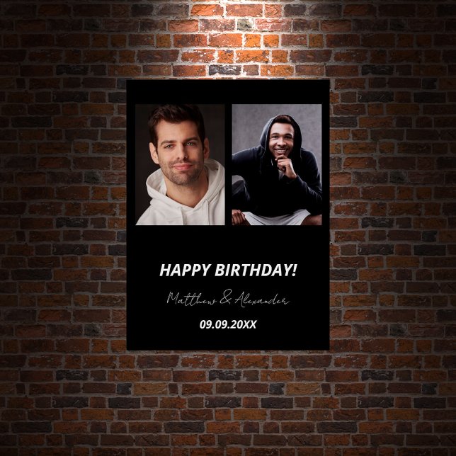 Custom photo black white friends birthday poster (Creator Uploaded)