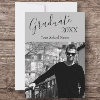 Custom Photo Black & White Graduate Open House Invitation