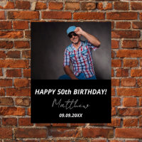 Custom photo black white guy 50th birthday
