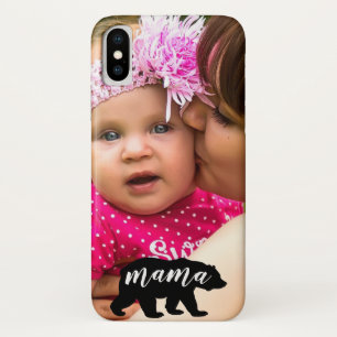 Custom Photo Black & White Mama Bear Case-Mate iPhone Case