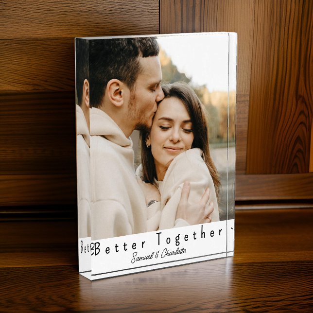 Custom Photo Block Better Together Wedding Gift  (wedding gift for couples, anniversary photo gift, home decor photo block, custom photo keepsake)
