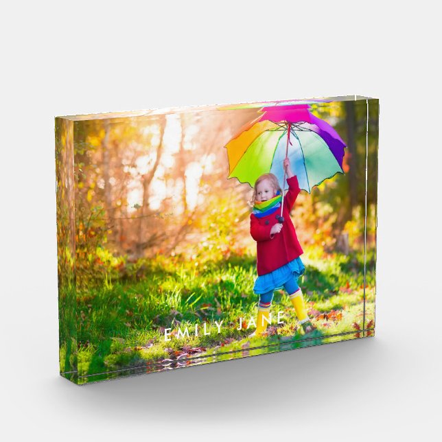 Custom Photo Block | White Text Overlay (Left)