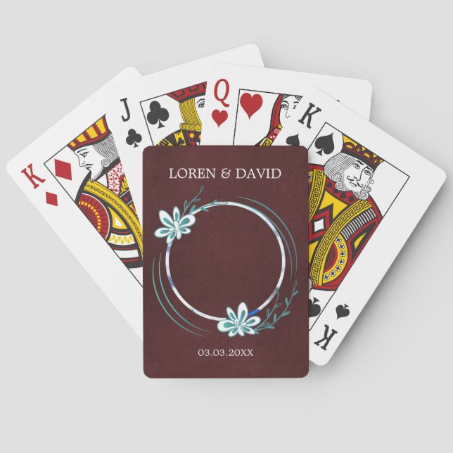 Custom Photo Blue Frame Playing Cards (Back)