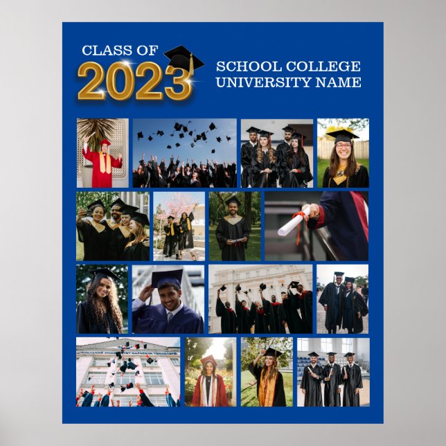 Custom Photo Blue Graduation Class of 2023 School Poster (Front)