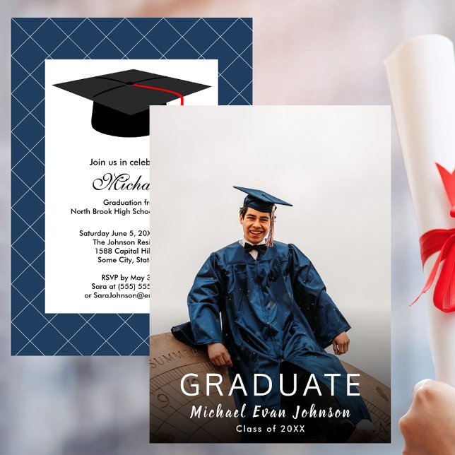 Custom Photo Blue Graduation Class of Invitation (Custom Photo Blue Graduation Class of Invitation)