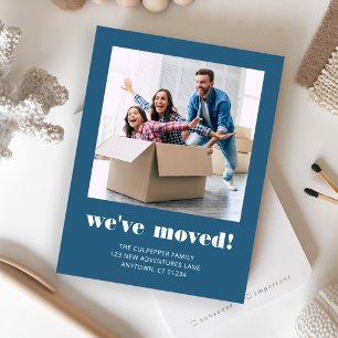 Custom Photo Blue Moving Announcement Postcard