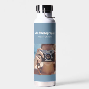 Custom photo blue photographer water bottle