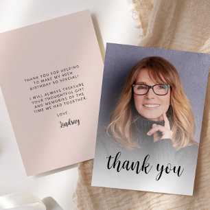 Custom Photo Blush Pink 40th Birthday Party Thank You Card