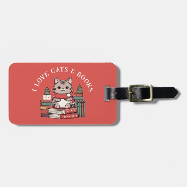 Custom Photo Book Cat Lover Luggage Tag (Front Horizontal)