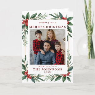 Custom Photo Botanical Watercolor Frame Greeting Card