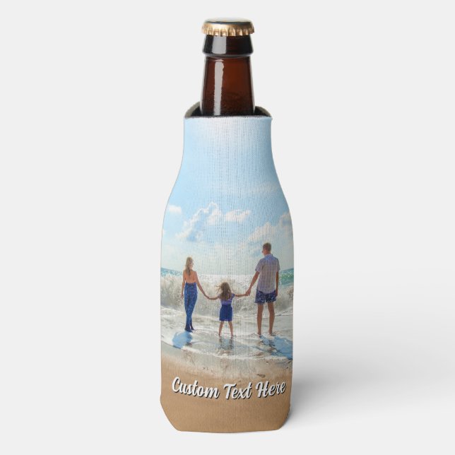 Custom Photo Bottle Cooler Personalised Text (Bottle Front)