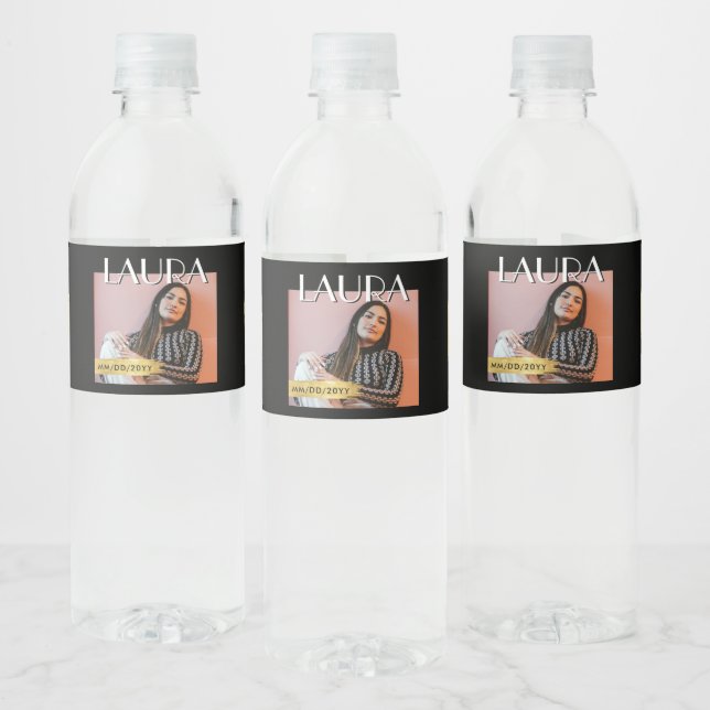 Custom Photo Bottle Label, Birthday Magazine Cover Water Bottle Label (Bottles)