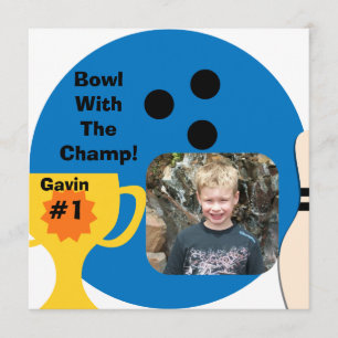 Custom Photo Bowling Champ Invitations