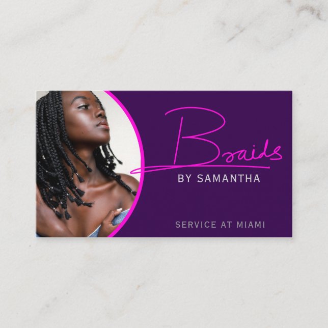 Custom photo Braids Hair Artist Business card (Front)