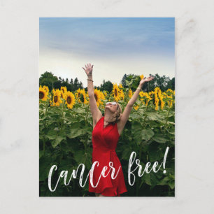 Custom Photo Brush Script Cancer Free Celebration Postcard