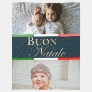 Custom Photo Buon Natale Italian Christmas Fleece Blanket