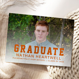 Custom Photo Burnt Orange Graduation Announcement