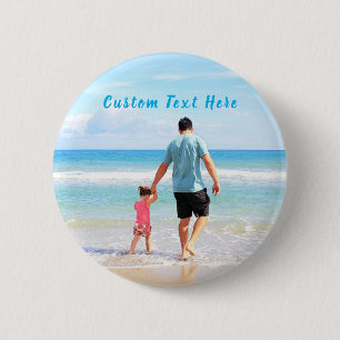 Custom Photo Button Personalised Text