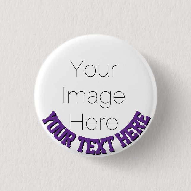 Custom Photo Button Pin – Personalised text Badge (Front)