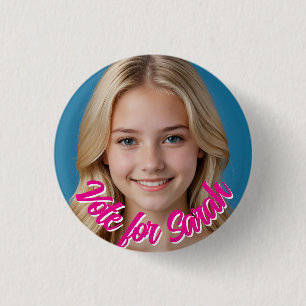 Custom Photo Button Pin – Personalised text Badge