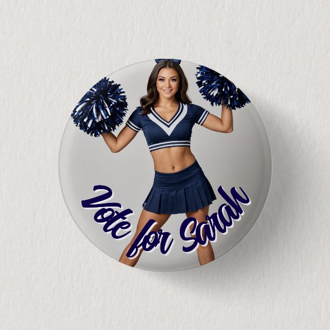Custom Photo Button Pin – Personalized text Badge  (Front)