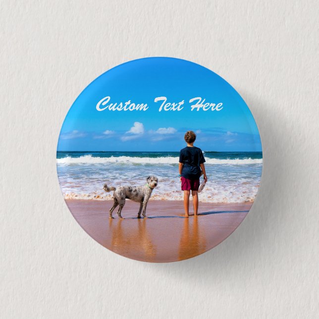 Custom Photo Button with Your Photos and Text (Front)