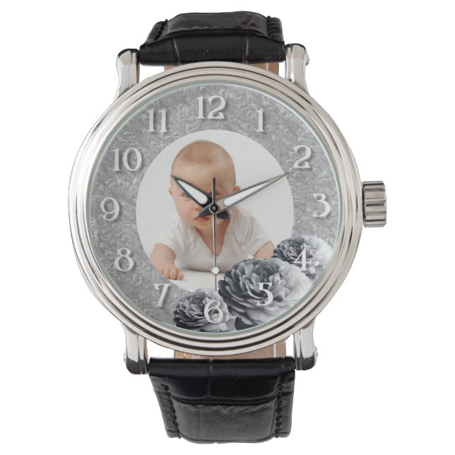 Custom photo/  BW Roses frame Watch (Front)