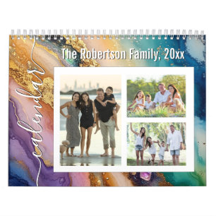 Custom Photo Calendar Beautiful Glitter Agate