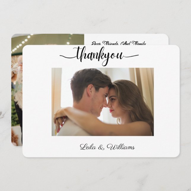 custom photo calligraphy text thank you wedding  (Front/Back)