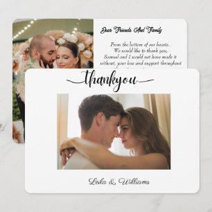 custom photo calligraphy text thank you wedding card