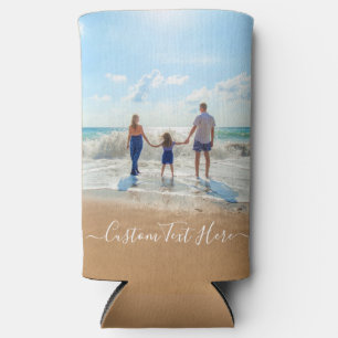 Custom Photo Can Coolers Personalised Text Name